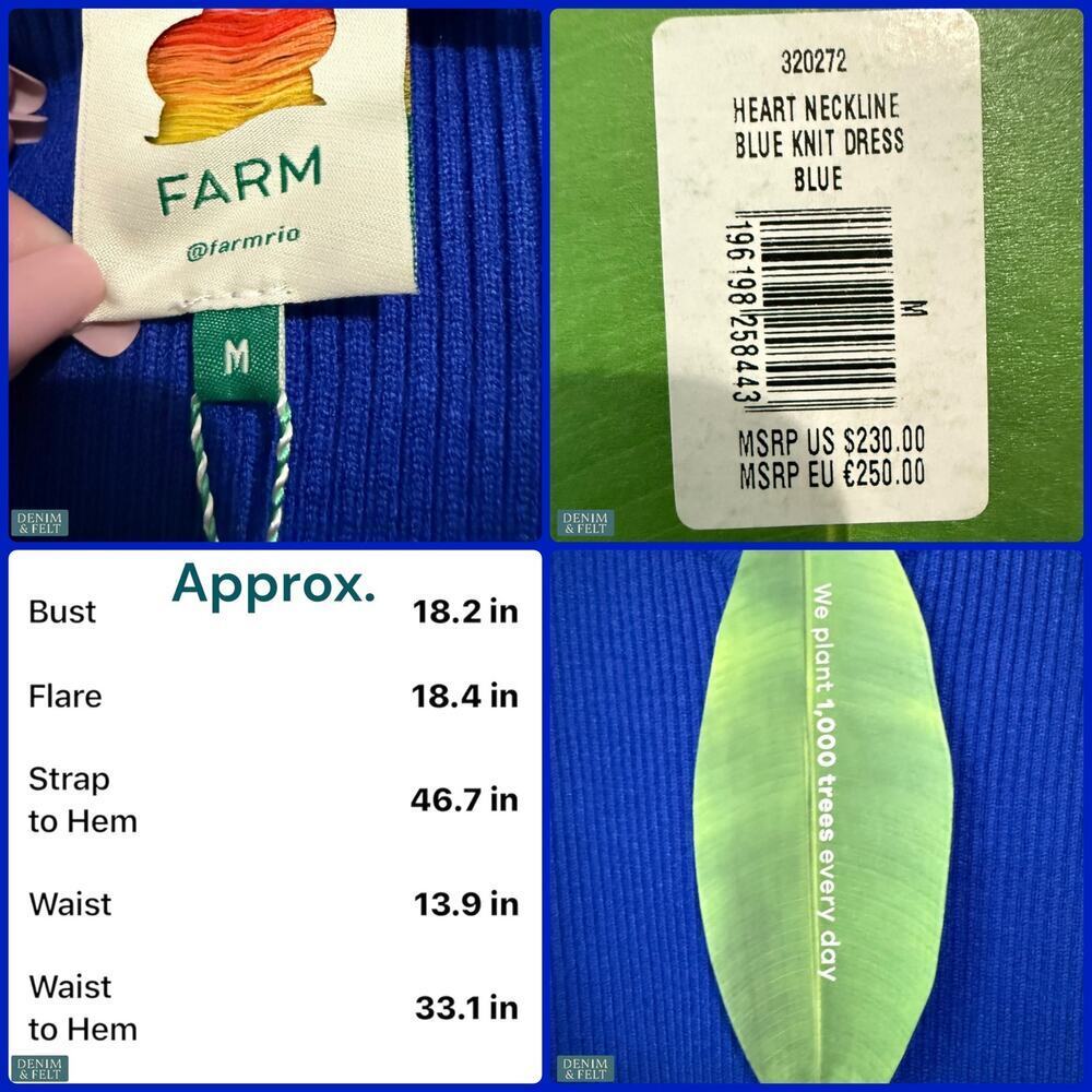 Farm Rio Bright Blue Ribbed Knit Heart Cutout‎ Turtleneck Sweater Midi Dress NEW - Picture 16 of 16